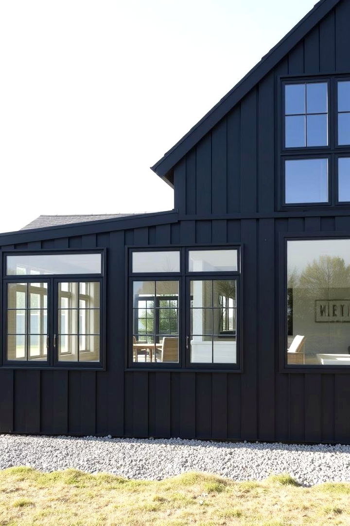 Minimalist Window Framing - 22 Black Modern Farmhouse Exterior Design Ideas
