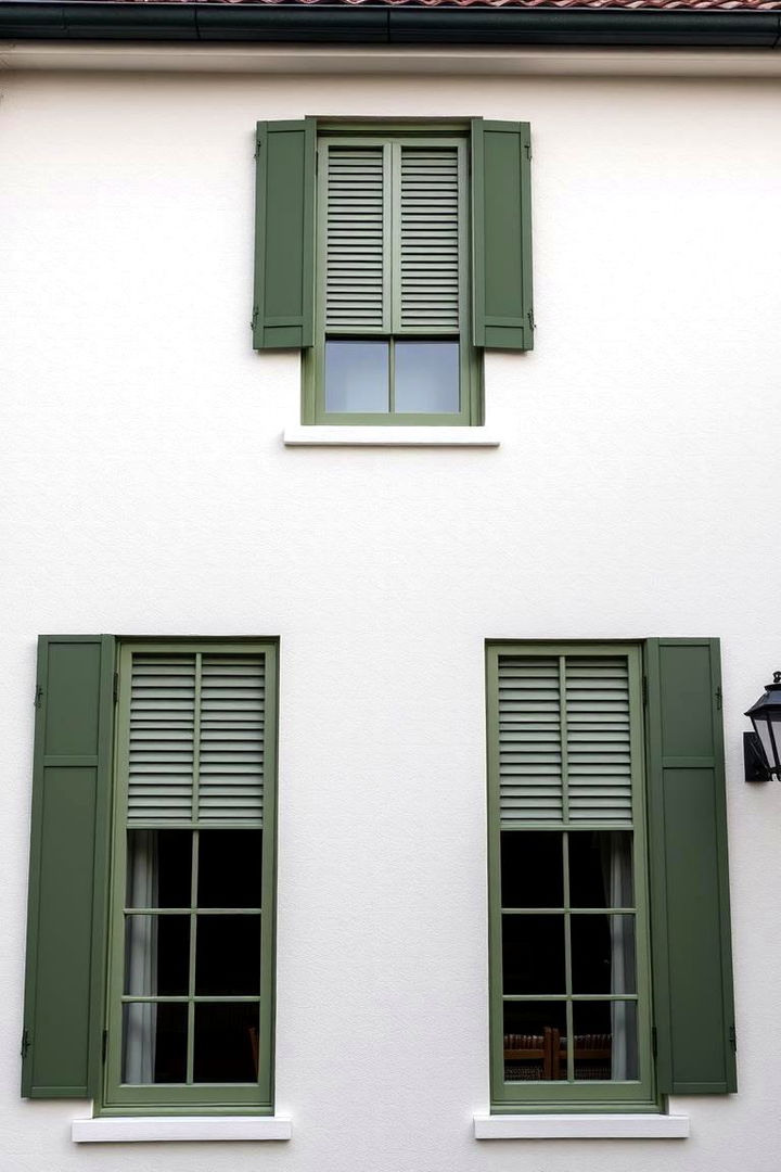 Minimalist Windows and Shutters in Olive - 22 Olive Green House Exterior Ideas