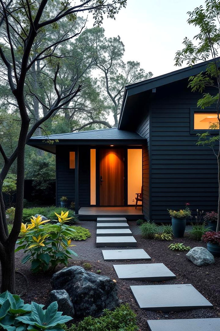 Minimalist Zen Home with Dark Siding - 22 black siding house ideas