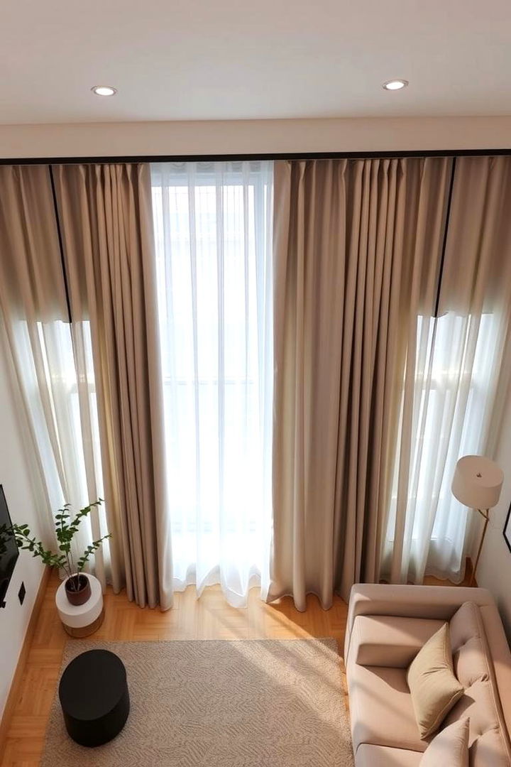 Minimalist with a Twist Subtle Geometric Accents - 22 Living Room Curtain Ideas