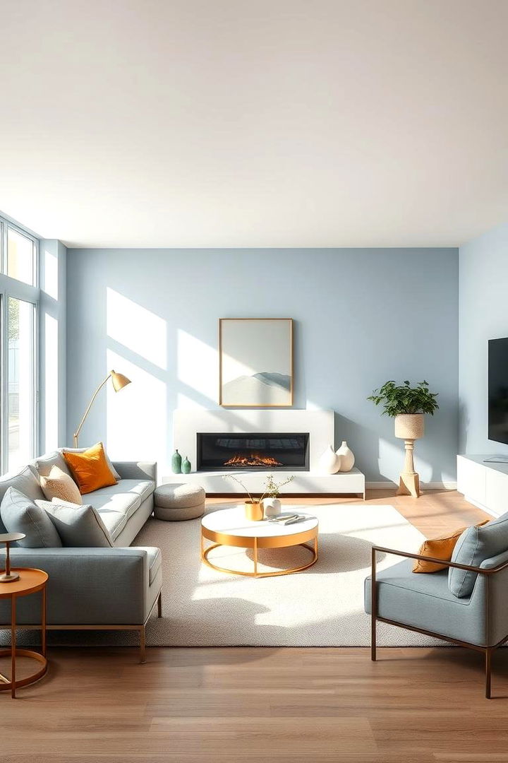 Minimalistic Blue and Gold Vibes - 22 Blue and Gold Living Room Ideas
