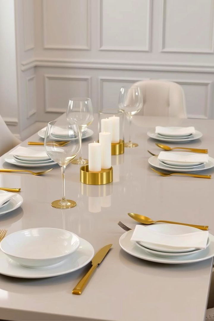 Minimalistic Gold Accents Table Styling - 22 Round Table Decor Ideas