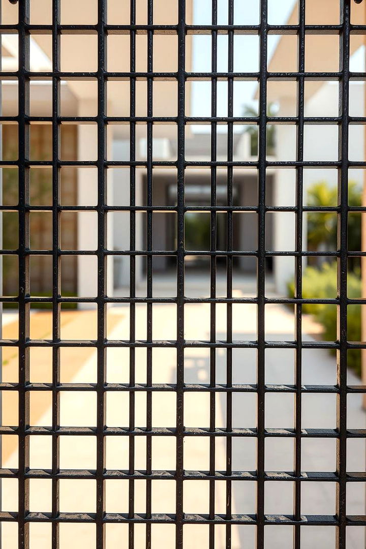 Minimalistic Grid Design - 22 Metal Garden Gate Ideas