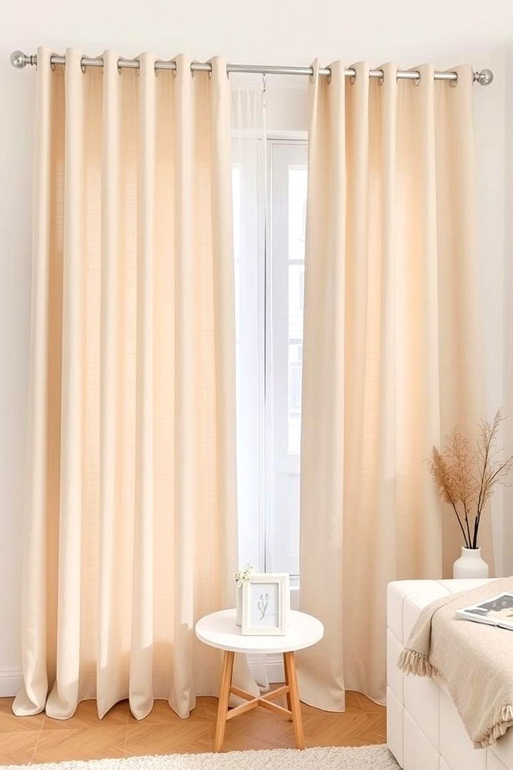Minimalistic Neutral Drapes - 22 Bedroom Curtain Ideas