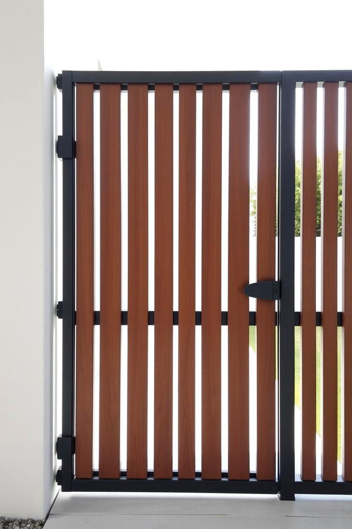 Minimalistic Slatted Metal Gate - 22 Driveway Gate Ideas