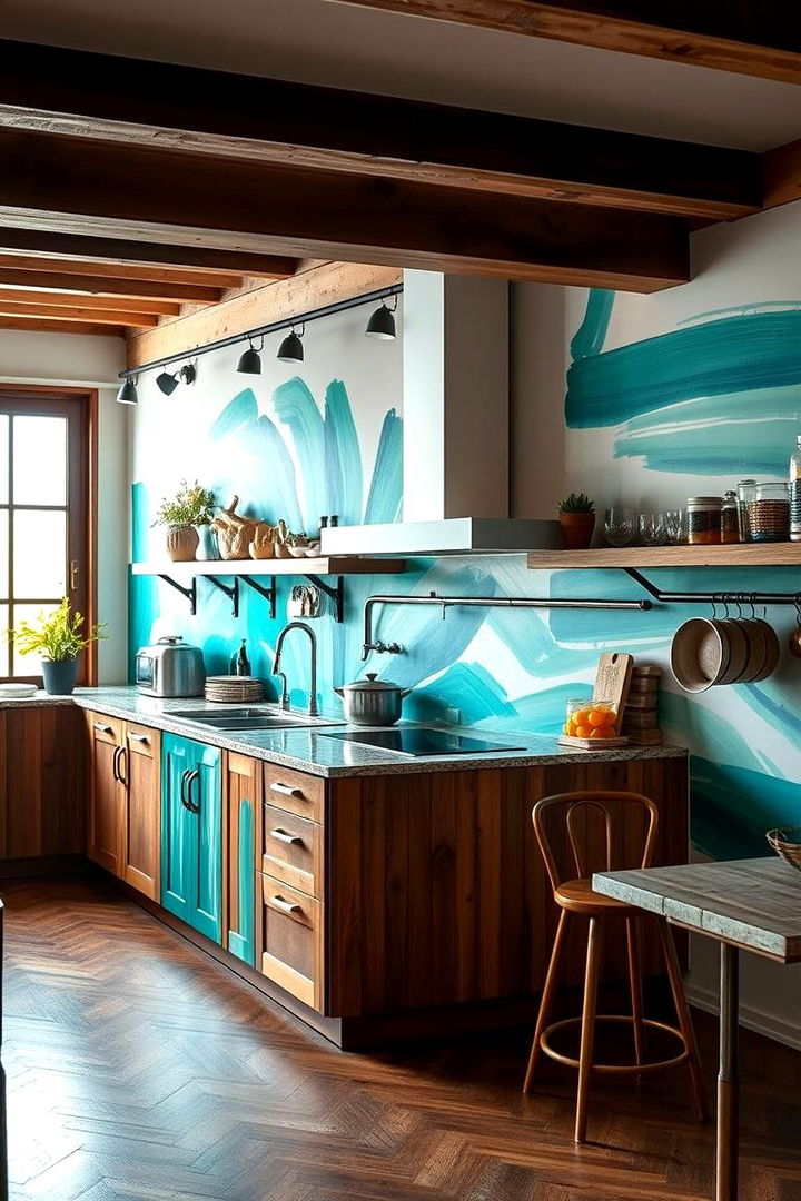 Mint Artistic Murals - 22 Mint Kitchen Decor Ideas