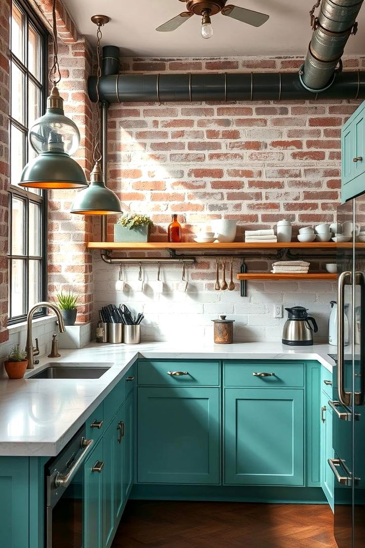 Mint Industrial Accents - 22 Mint Kitchen Decor Ideas