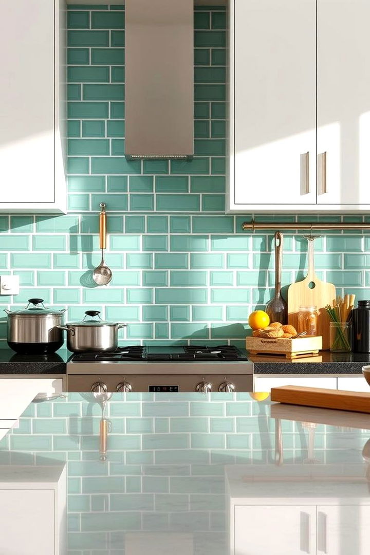 Mint Tile Backsplash - 22 Mint Kitchen Decor Ideas