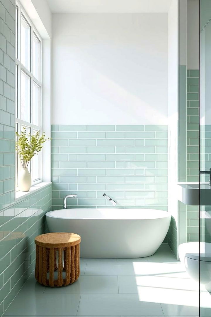 Minty Fresh Minimalism - 22 Green Bathroom Tile Ideas