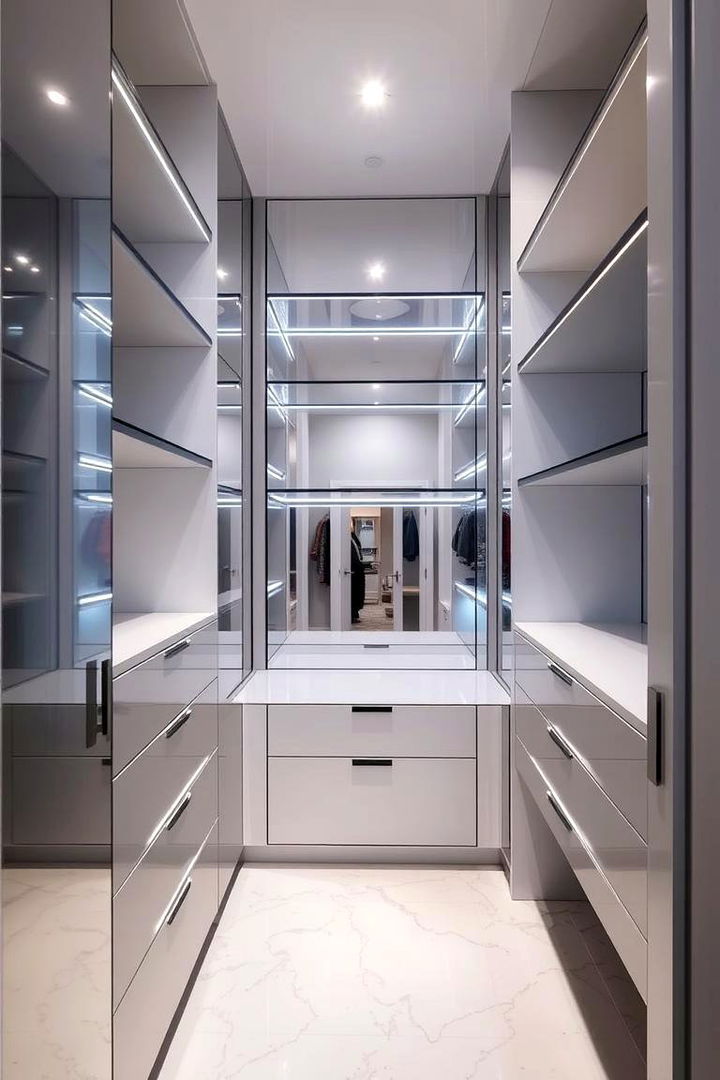 Mirror Back Shelves for Reflective Depth - 22 Closet Shelving Ideas