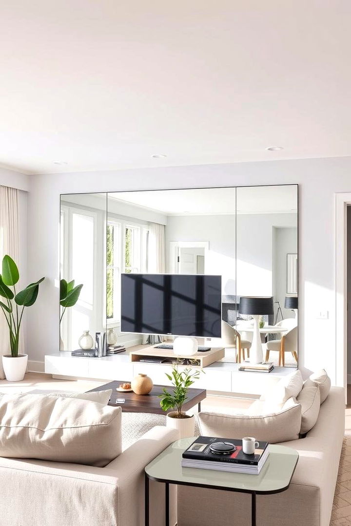 Mirror Illusions to Expand the Space - 22 Small Living Room Ideas With Tv