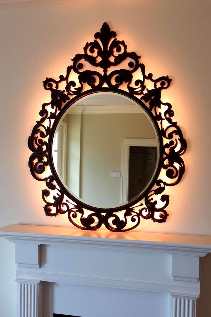 Mirror Integrated Illumination - 22 Fireplace Mantel Lighting Ideas