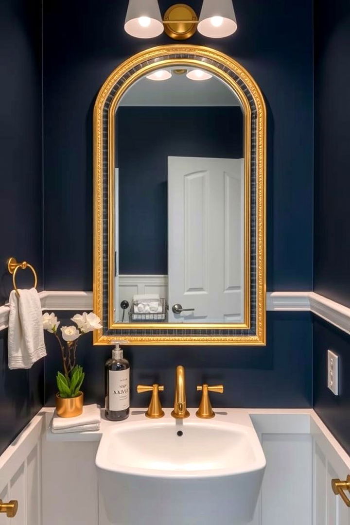 Mirror Magic with Navy Backdrops - 22 navy blue powder room ideas
