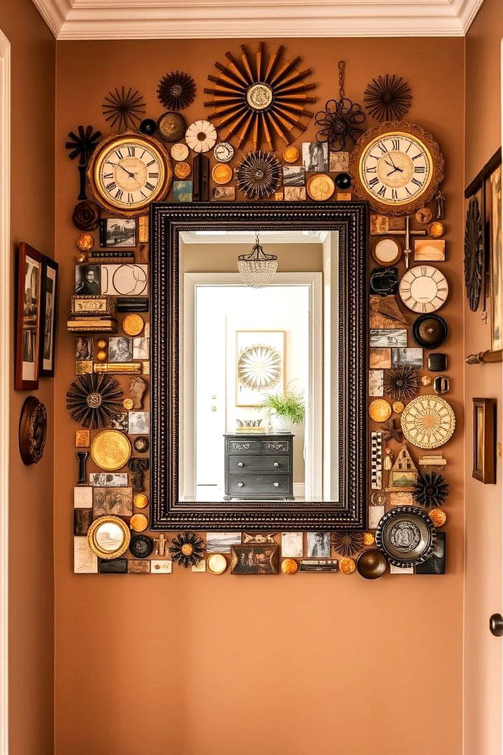 Mirror with Artful Collage - 22 hallway mirror ideas
