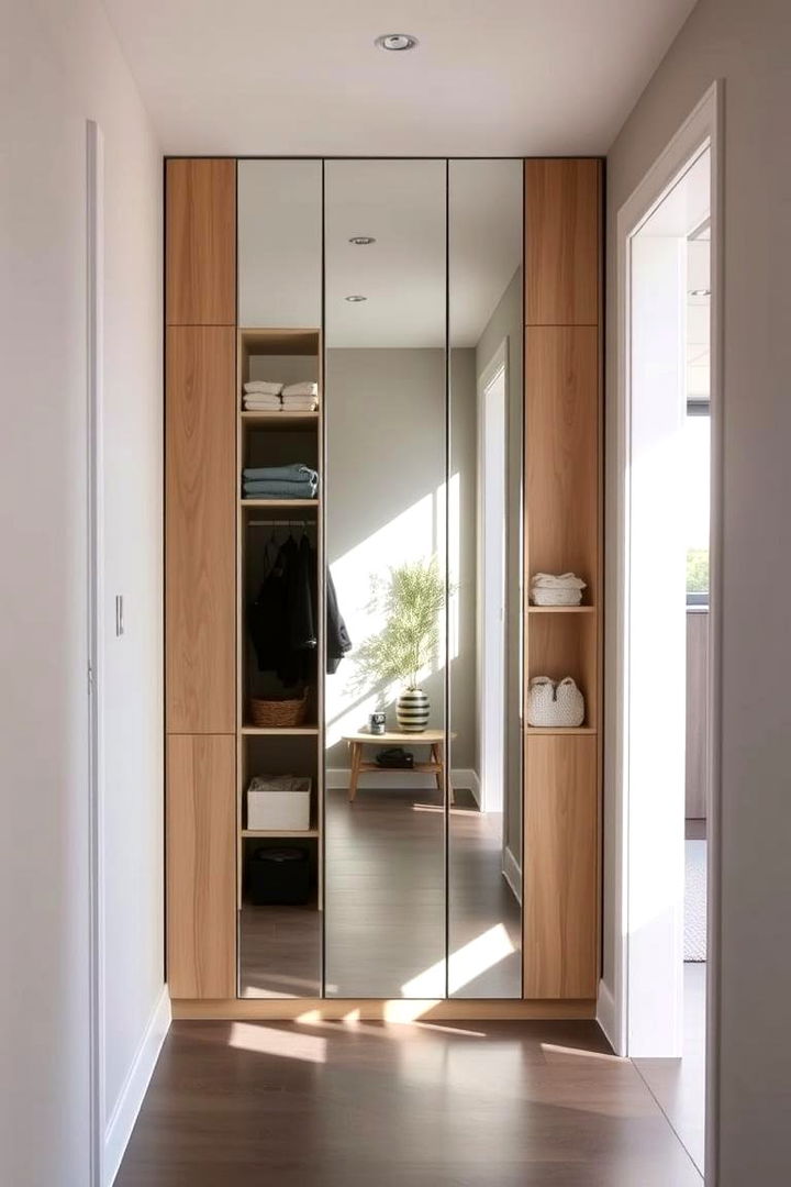 Mirror with Integrated Storage - 22 Hallway Storage Ideas