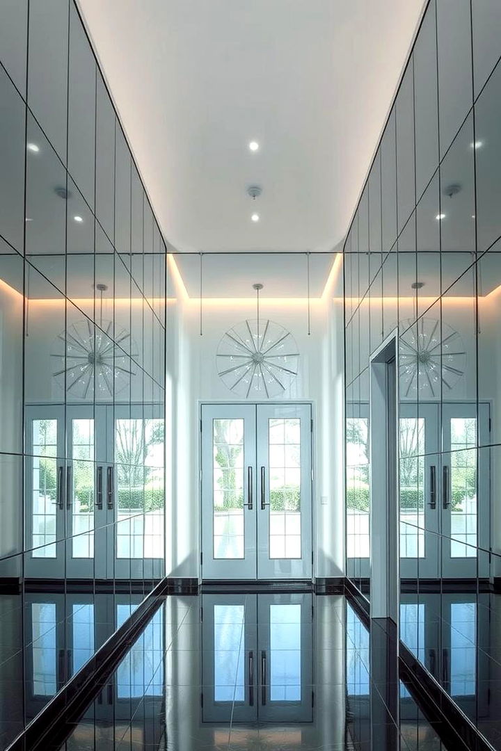 Mirrored Accent Wall - 22 Entryway Mirror Ideas