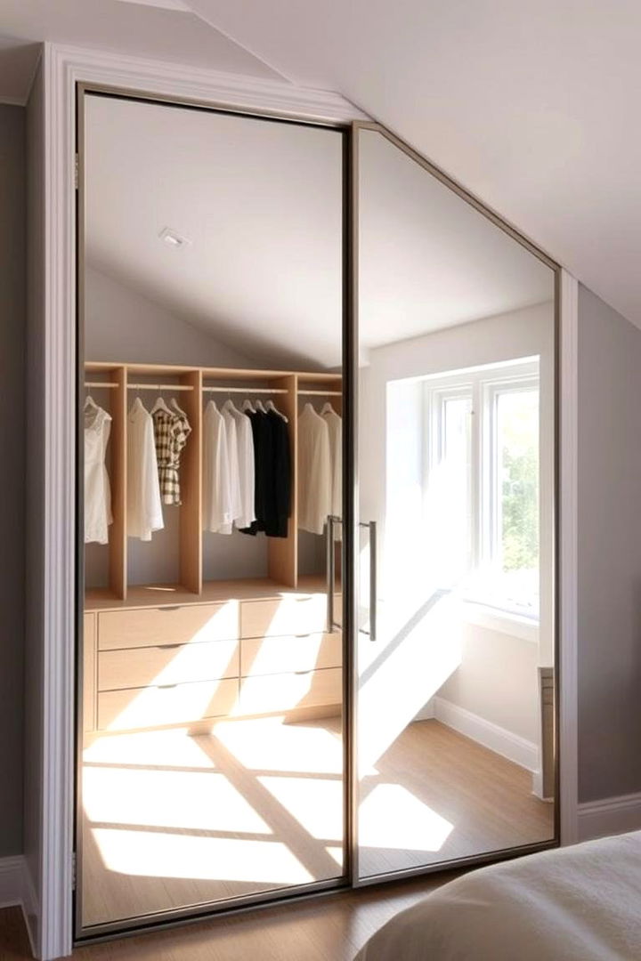 Mirrored Closet Doors to Enhance Space - 22 Sloped Ceiling Closet Ideas