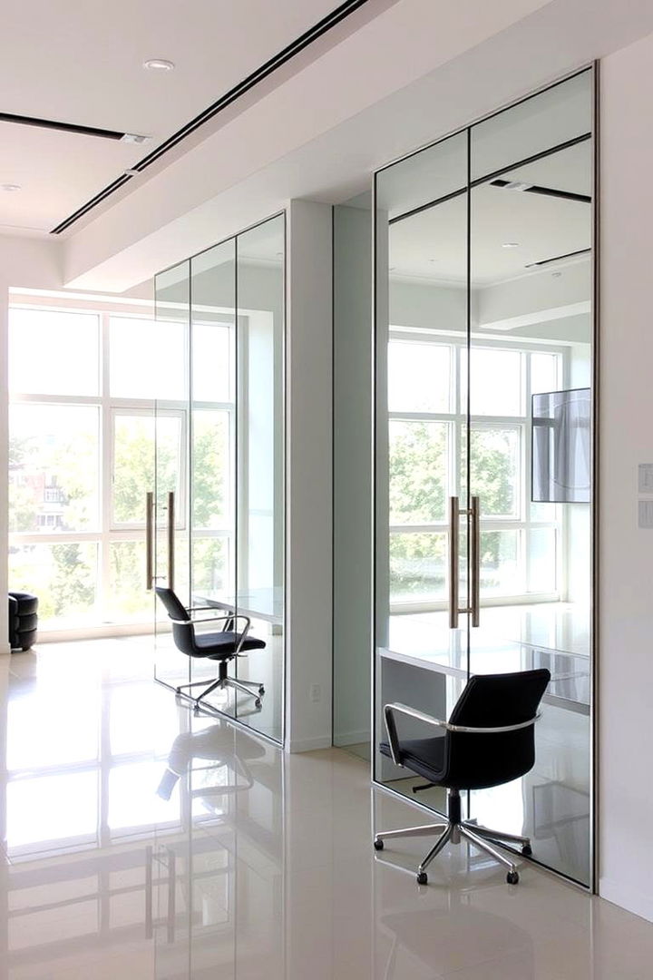 Mirrored Doors for Enhanced Illusion of Space - 22 Home Office Door Ideas