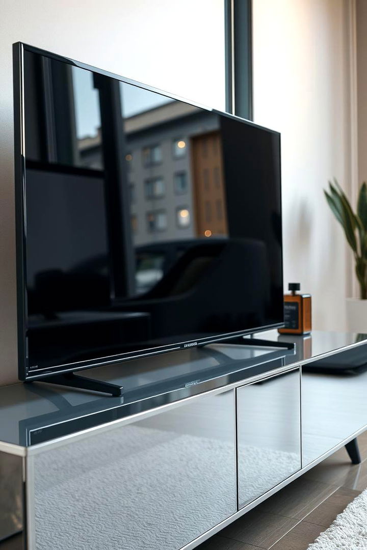 Mirrored Finish Elegance TV Stand - 22 Tv Stand Ideas