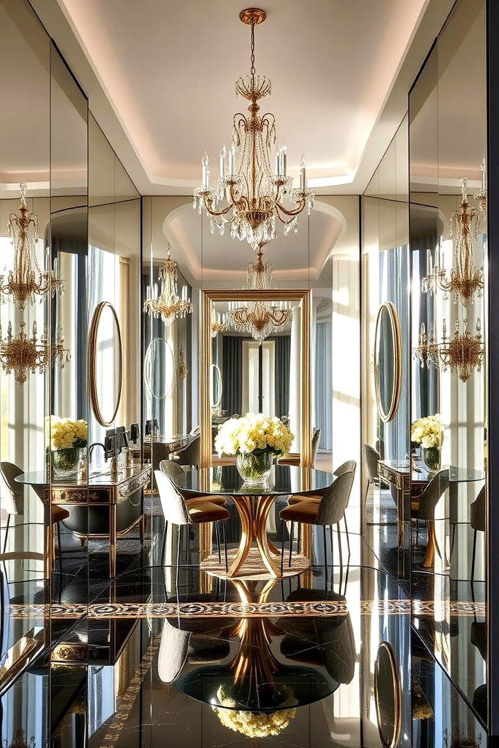 Mirrored Surfaces and Metallic Accents - 22 Formal Living Room Ideas