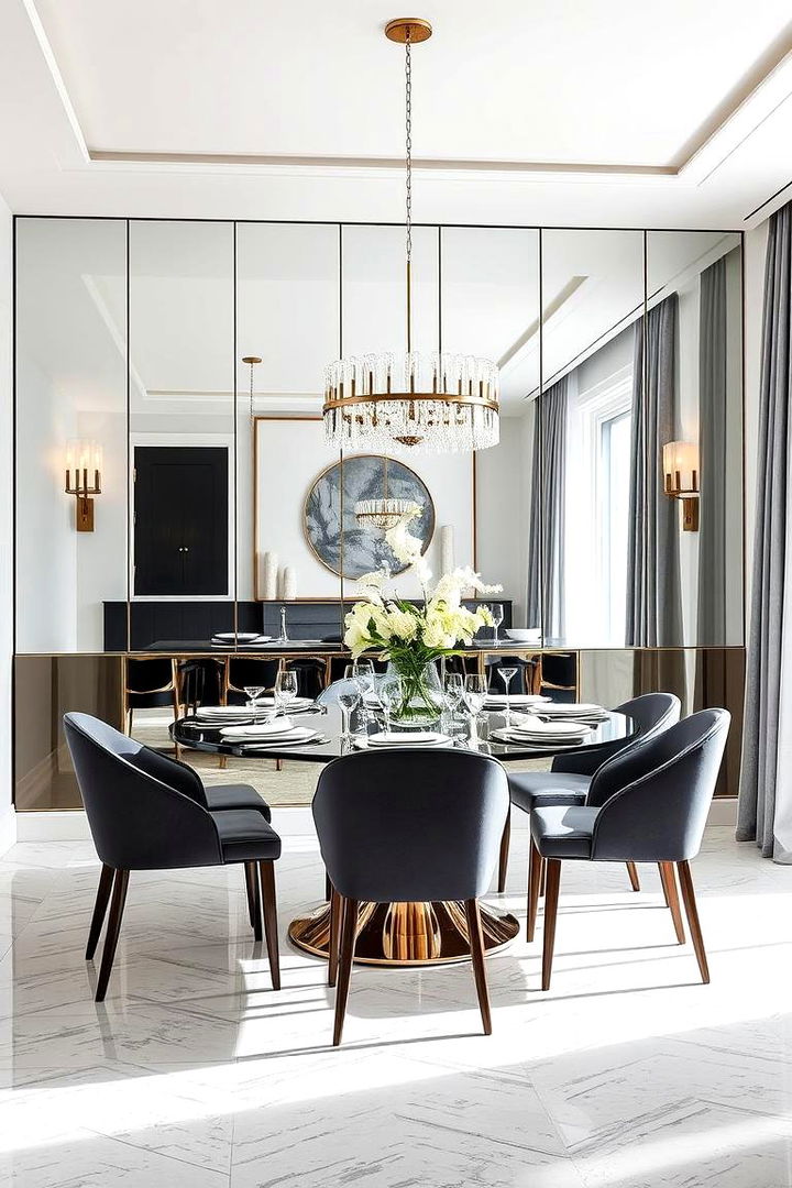 Mirrored Wall Effect - 22 Dining Room Accent Wall Ideas