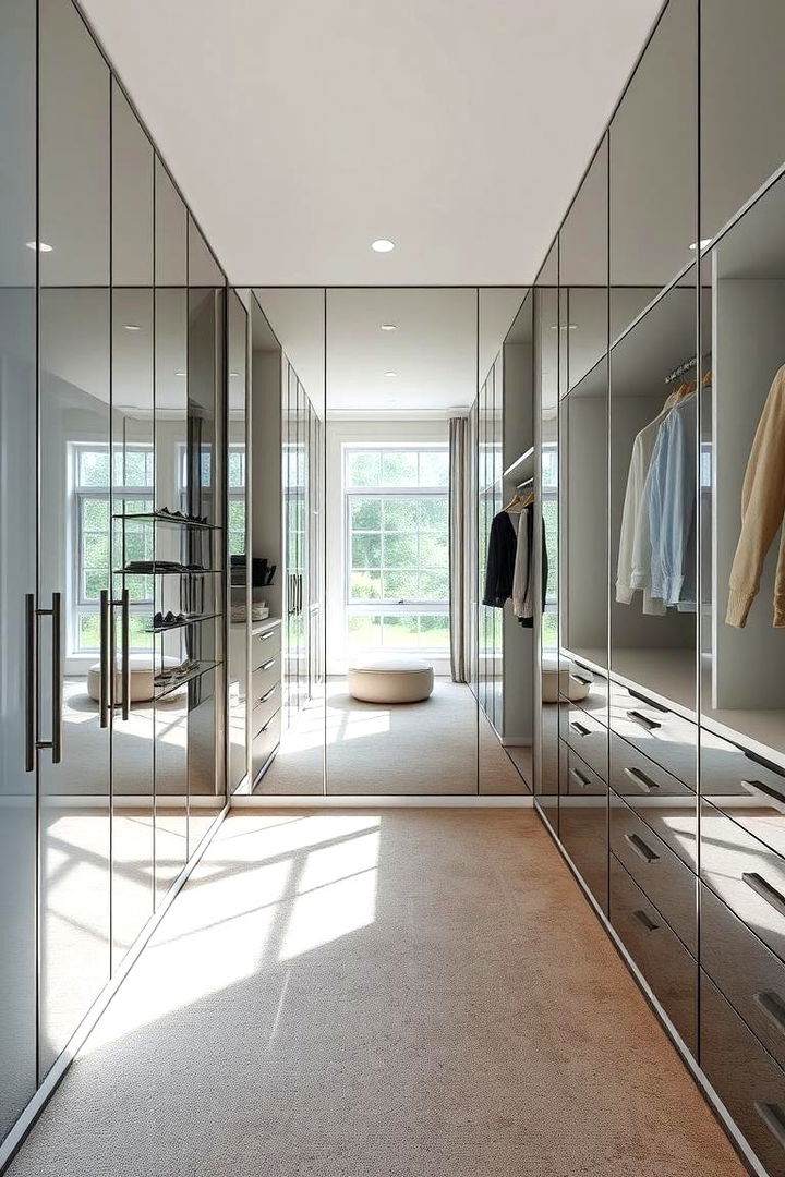 Mirrored Walls to Enhance Light and Depth - 22 Walk in Closet Ideas