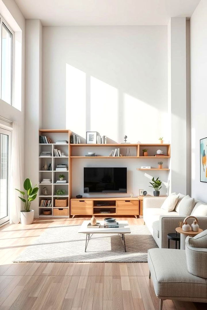 Misorganized Storage Columns - 22 Awkward Living Room Layout Ideas