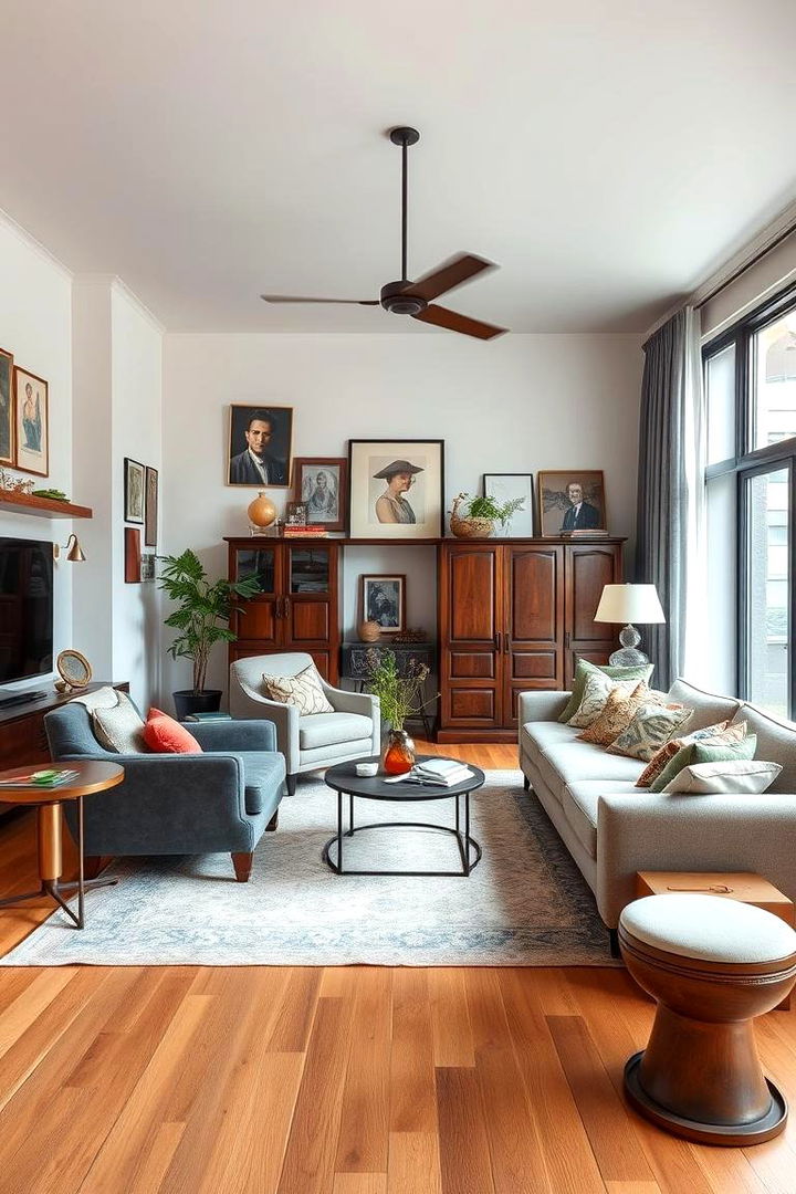 Mix Modern and Vintage Elements - 22 Small Living Room Ideas With Tv and Dining Table