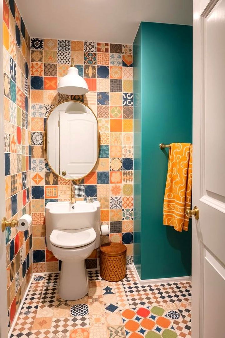 Mix and Match Patterns - 22 Powder Room Floor Tile Ideas