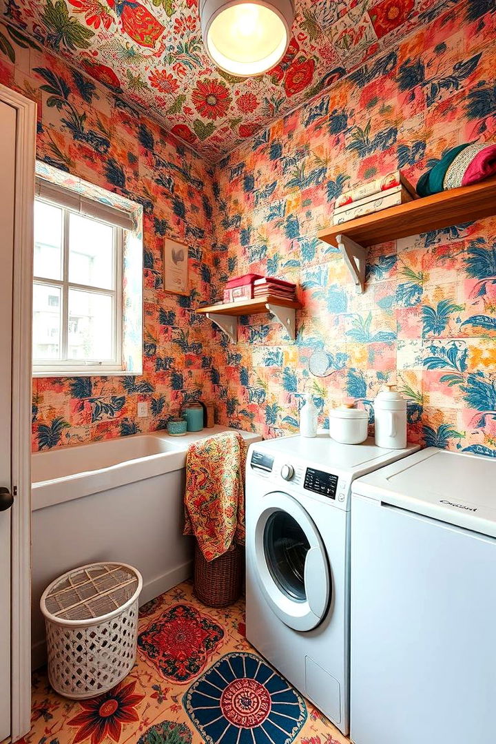 Mix and Match Patterns - 22 Boho Laundry Room Ideas