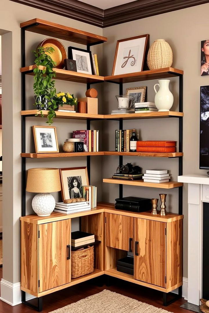 Mix and Match Shelf Styles in Corners - 22 Corner Shelf Ideas