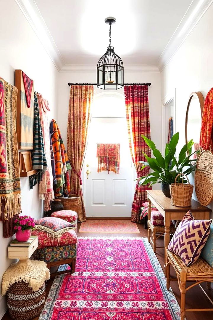 Mix and Match Textiles - 22 Boho Hallway Ideas