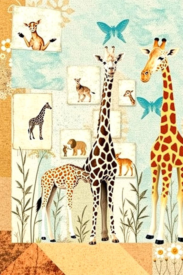 Mixed Animal Giraffe Collage Art - 22 Giraffe Nursery Ideas