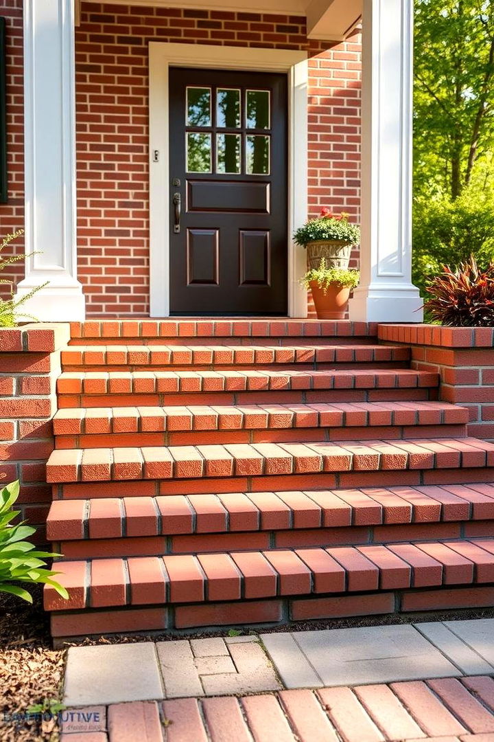 Mixed Color Brick Variations - 22 Brick Front Steps Design Ideas