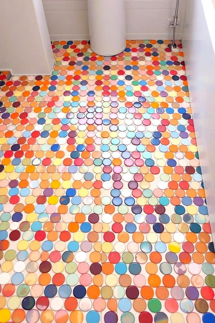 Mixed Color Harmony - 22 Penny Tile Bathroom Floor Ideas