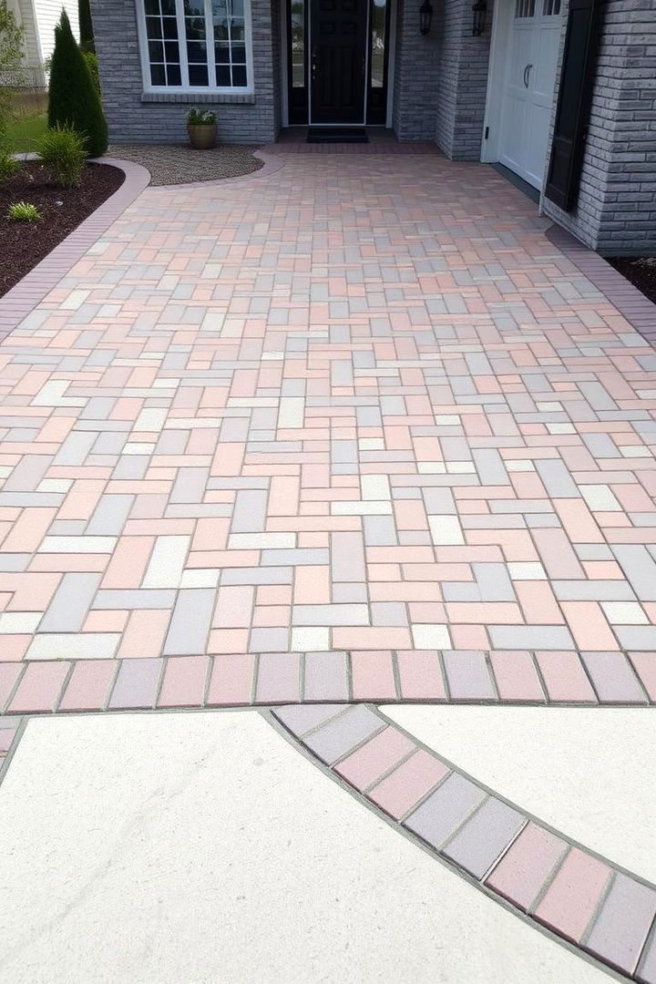 Mixed Concrete and Paver Creations - 22 Driveway Landscape Ideas