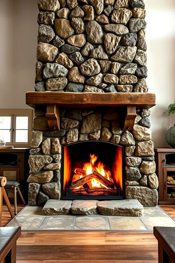 Mixed Element Rustic Fireplace - 22 Rustic Outdoor Fireplace Ideas