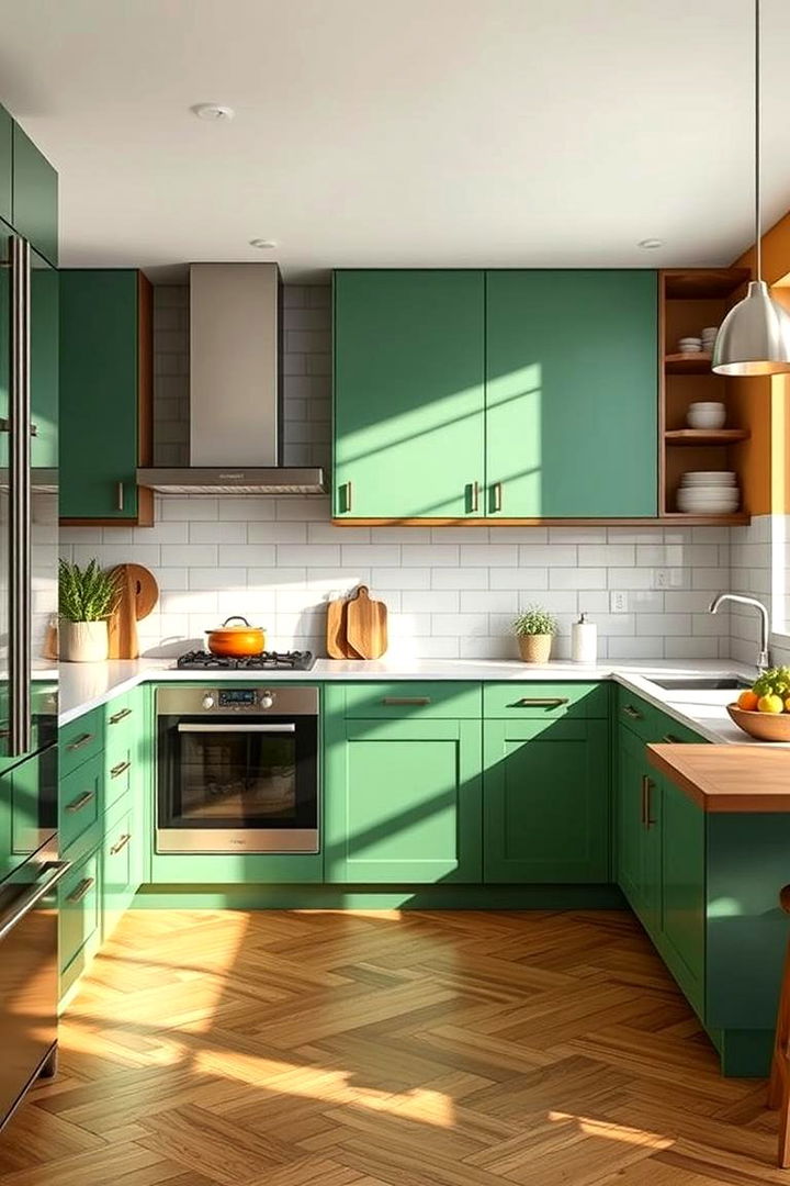 Mixed Green Tone Creations - 22 Green Kitchen Cabinet Ideas