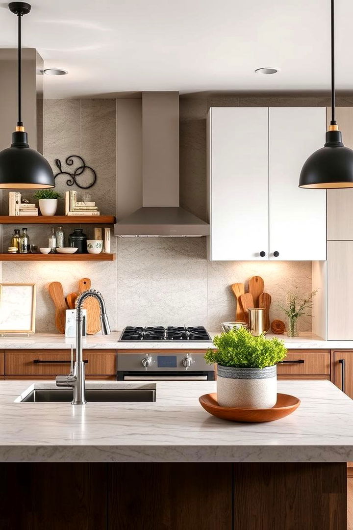 Mixed Material Accents - 22 Double Island Kitchen Ideas