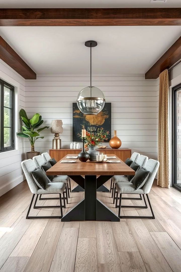 Mixed Material Accents - 22 Shiplap Dining Room Wall Ideas