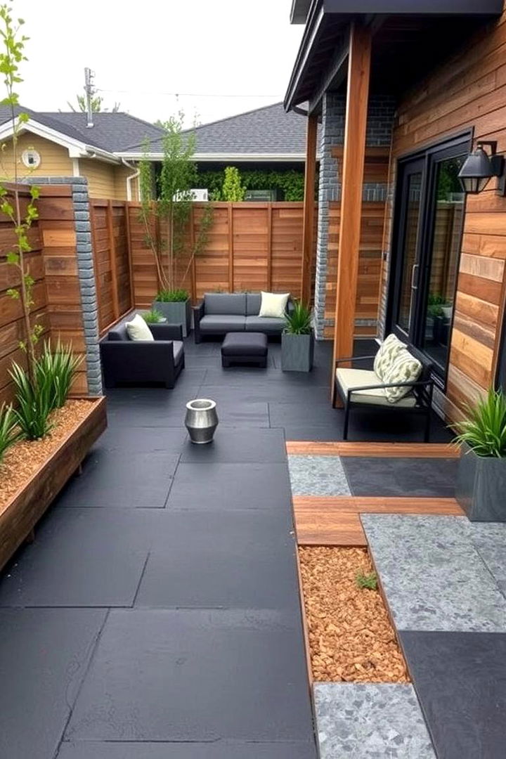 Mixed Material Aesthetics - 22 black concrete patio ideas