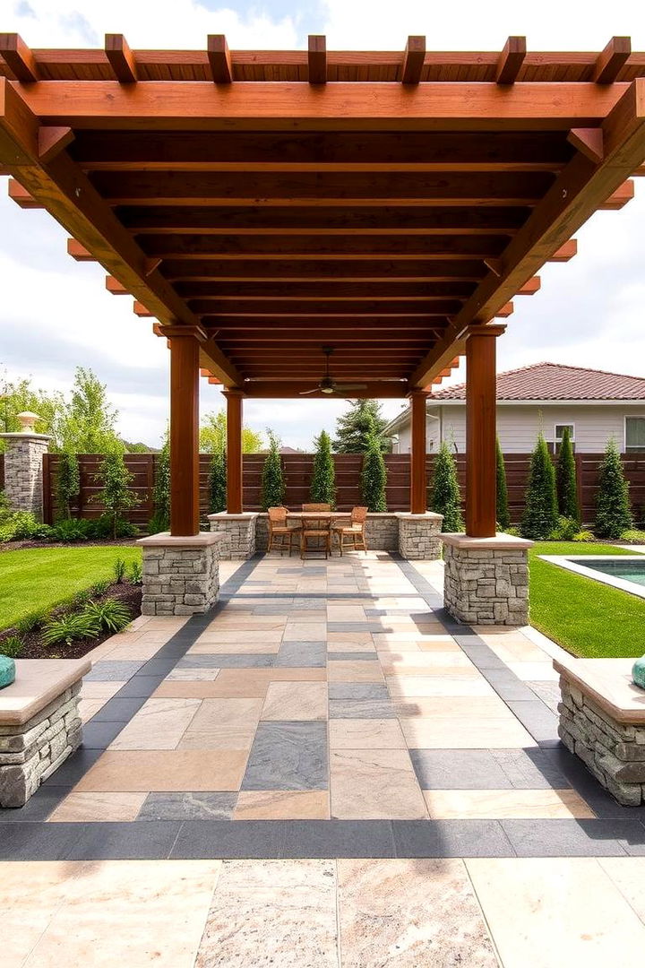 Mixed Material Approach - 22 Pergola Flooring Ideas