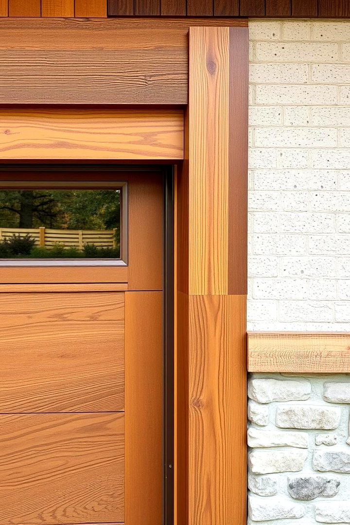 Mixed Material Artistry - 22 Exterior Garage Door Trim Ideas