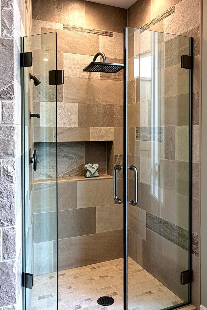 Mixed Material Beauty - 22 Corner Shower Ideas