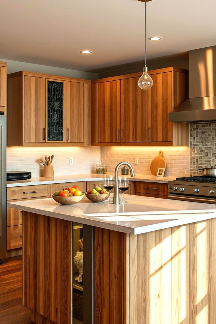 Mixed Material Collage Panel - 22 Kitchen Island Back Panel Ideas