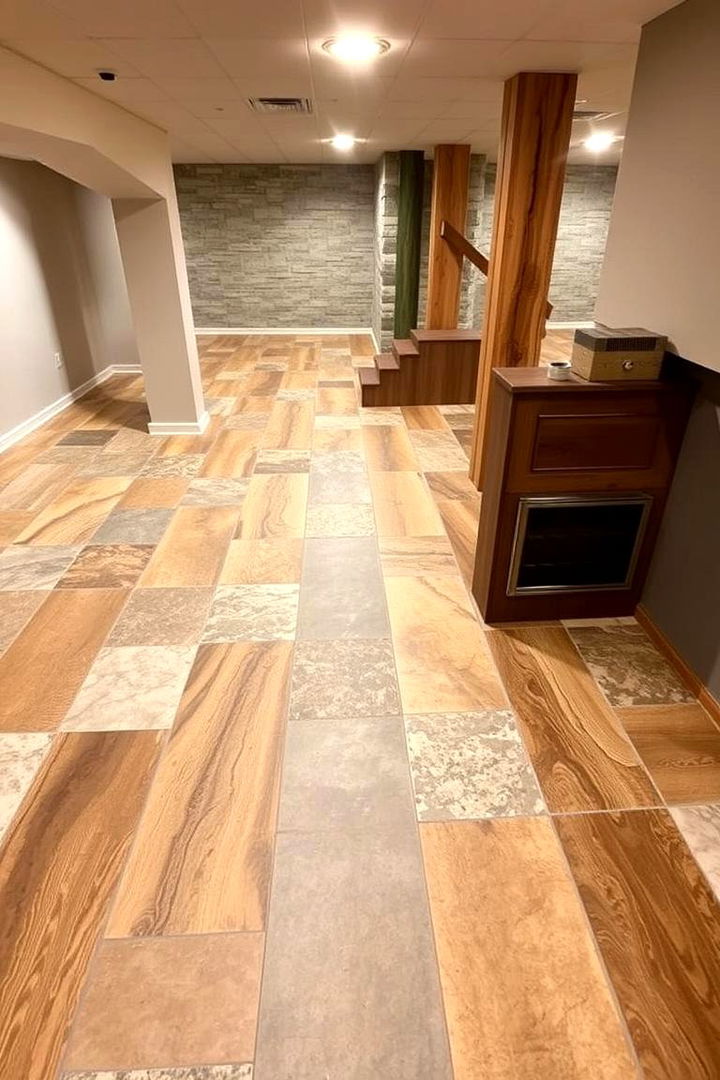 Mixed Material Contrasts - 22 Basement Floor Ideas