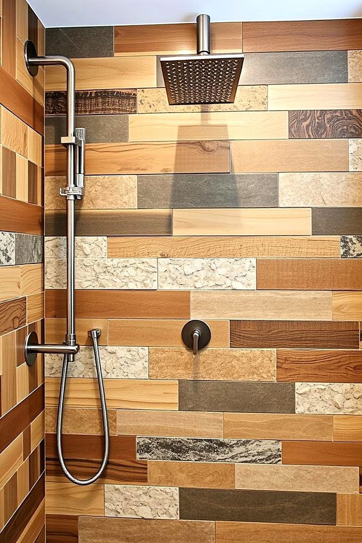 Mixed Material Creative Blend - 22 Shower Wall Ideas