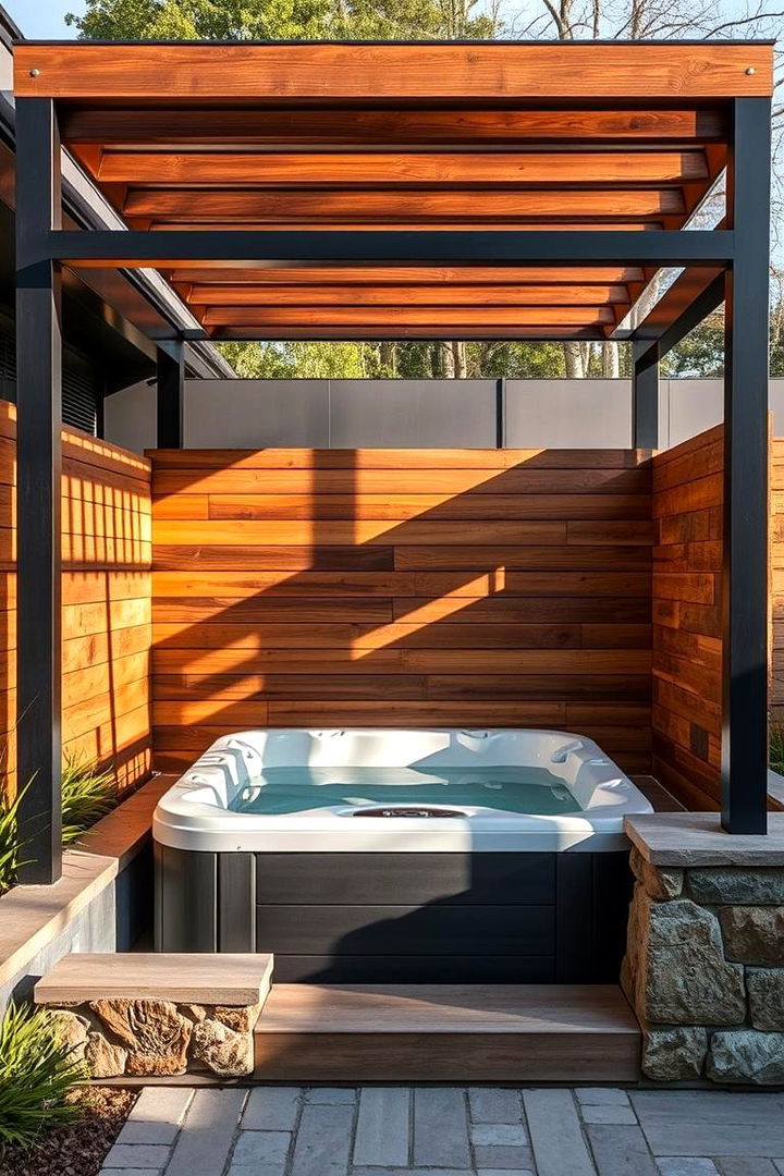 Mixed Material Designs - 22 Backyard Hot Tub Privacy Ideas