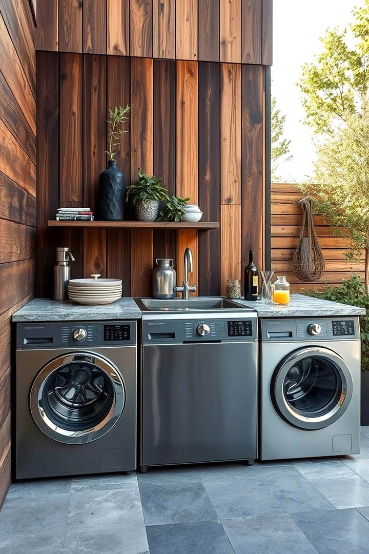 Mixed Material Ensemble for Versatile Design - 22 Outdoor Laundry Area Design Ideas
