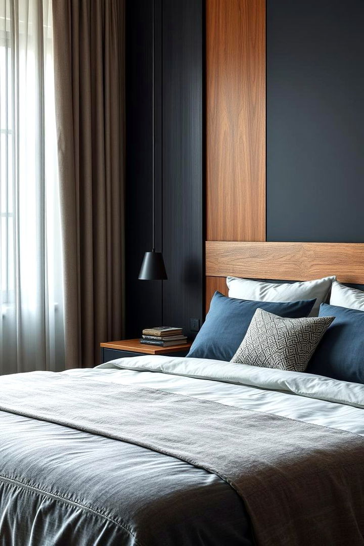 Mixed Material Finishes - 22 Navy Blue and Grey Bedroom Ideas